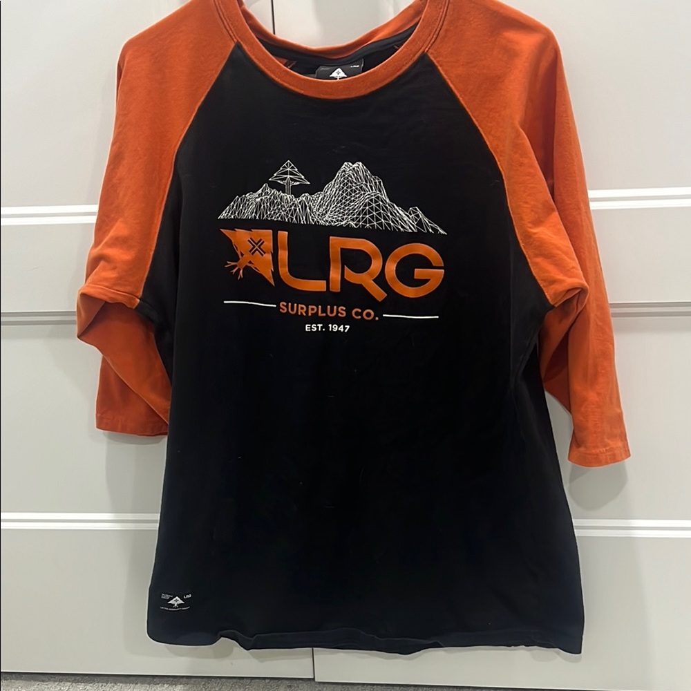 LRG Black and Orange Graphic Raglan Tee